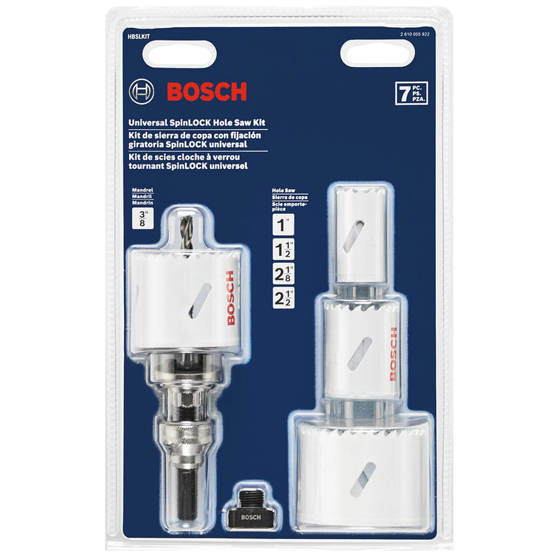 BOSCH HBSLKIT 7 pc. SpinLOCK Universal Hole Saw Kit Assorted 7-Piece