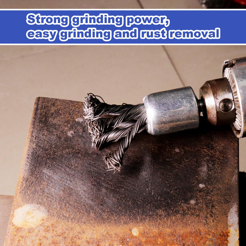 [Australia - AusPower] - LSTOPGO Wire Brush for Drill, 6.35 mm Mandrel, Wire Brush for Rust, Corrosion, Paint Removal, Pack of 9, 20 mm, 25 mm, 30 mm 