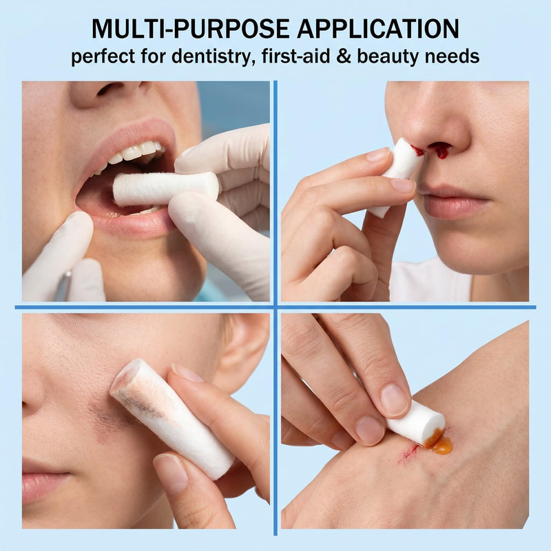 Pack of 200 Nose Stoppers Nampons Against Nosebleeds Percent Strong Absorbent Cotton Rolls Soft Gauze Rolls Stop Plugs