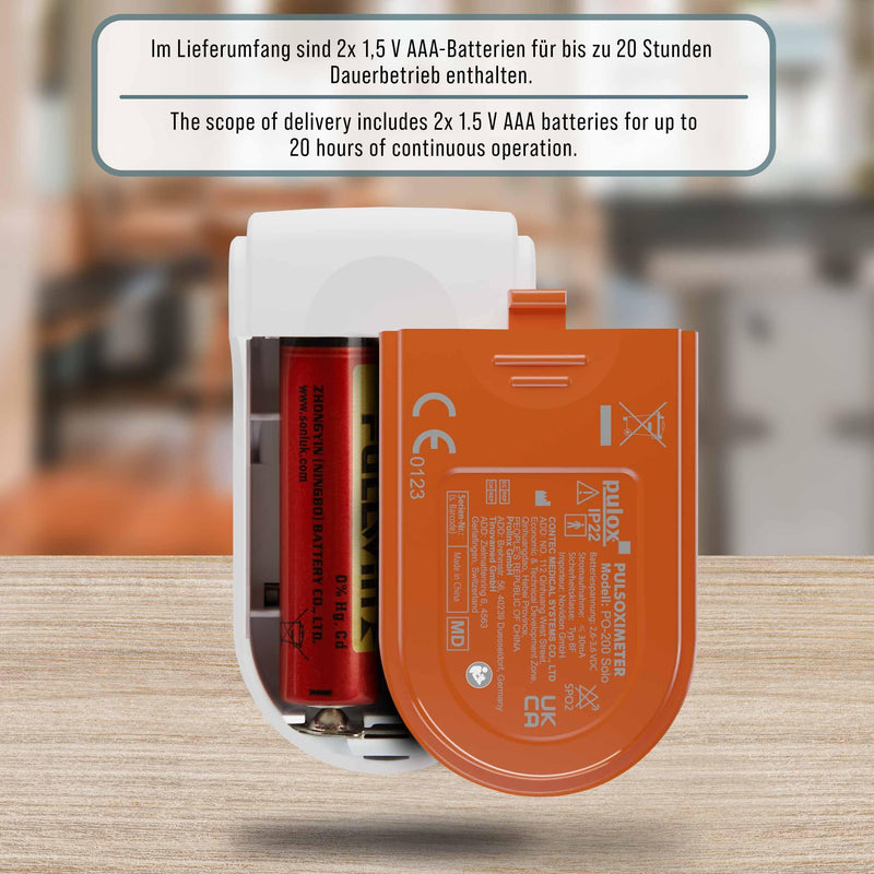 Pulox PO-200 Solo Pulse Oximeter Orange for Measuring SpO2, Pulse and PI | With precision indicator for reliable control of oxygen saturation, heart rate and perfusion index