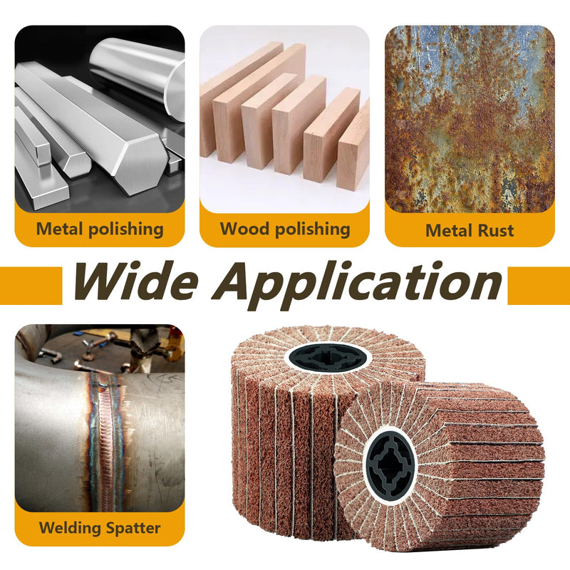 [Australia - AusPower] - SALI Non Woven Wire Abrasive Drawing Polishing Burnishing Wheel Flap Wire Brush Drum Surface Conditioning Tool for Metal Surface Polishing Grinding Removing Rust 120x100x19mm with Sandpaper 60 Grit 