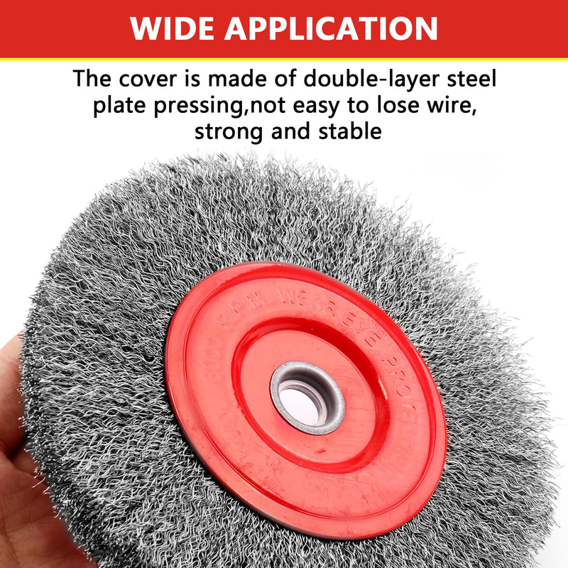 6 Inch Stainless Steel Wire Wheel Brush for Bench Grinder with 1/2-Inch and 5/8-Inch Arbor, 0.012" Coarse Crimped Stainless Steel Wire,for Rust Removal (2) 2
