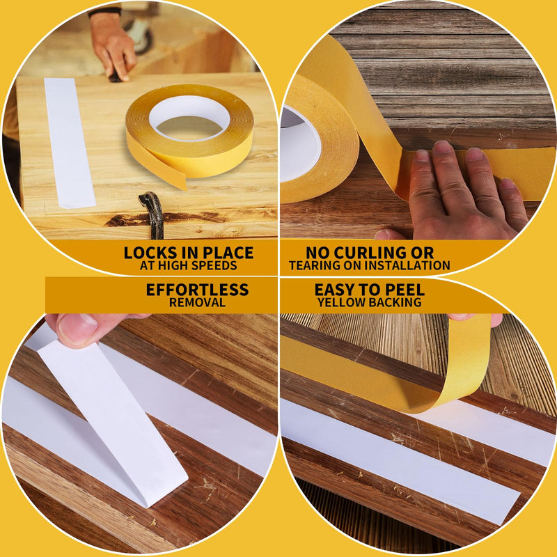 Double Sided Woodworking Tape - 2 Inch x 88 FT Heavy Duty Adhesive Tape for Carpentry, Cabinet Installation, Trim Projects Residue-Free Bonding Tape (1 Pack) Yellow 1