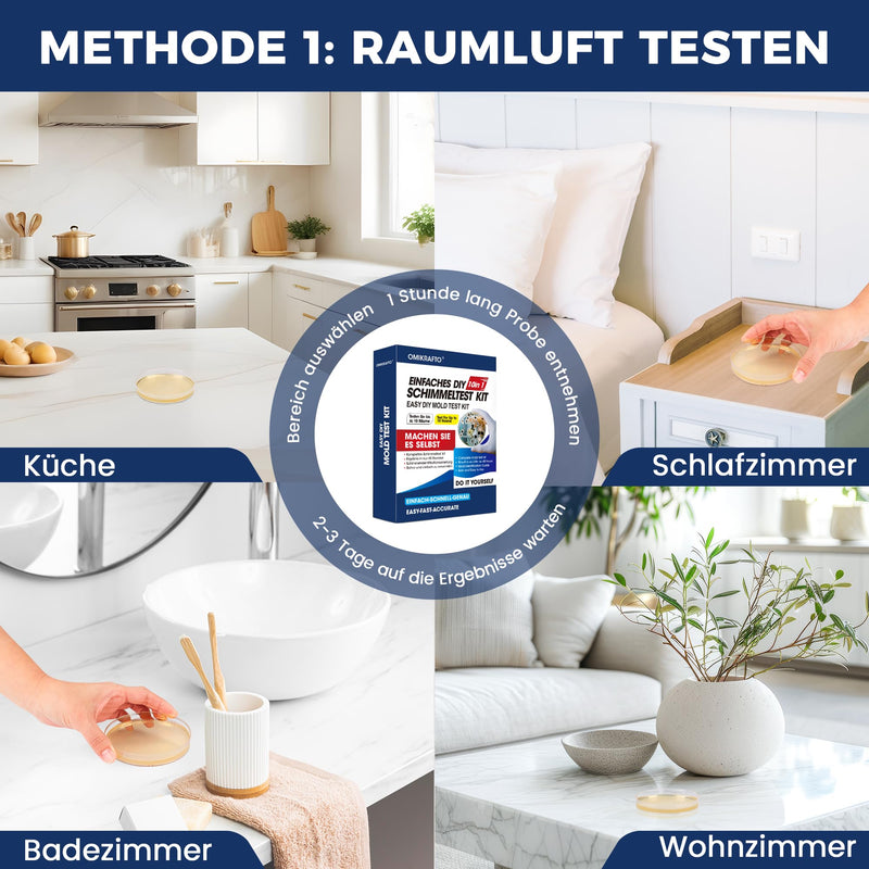 [Australia - AusPower] - Mould Test Kit for Home - Mould Test for 10 Rooms - Mould Quick Test Room Air Kit for Indoor Air Quality - Includes Identification Guide & Instructions 