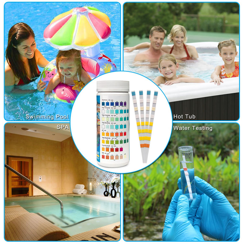 [Australia - AusPower] - Newpol 8-in-1 Pool Test Strips, 100 Strips Water Testing for Swimming Pool, Hot Tub and SPA 
