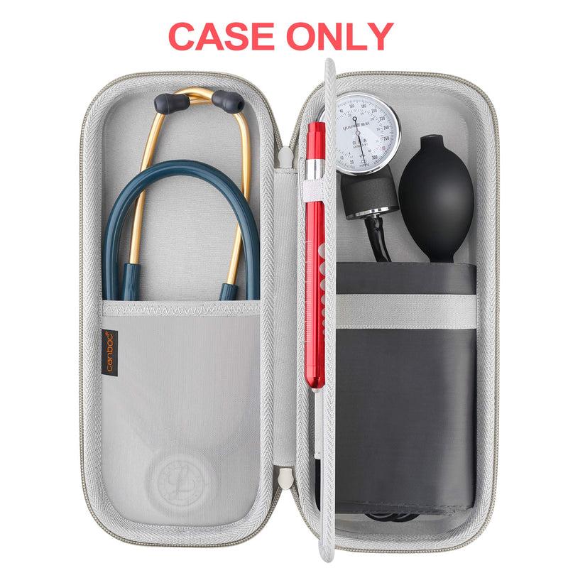 [Australia - AusPower] - Canboc Stethoscope Case, Large Stethoscope Holder with ID Slot, Compatible with 3M Littmann Classic III, Lightweight II S.E., Cardiology IV Stethoscope, Mesh Bag fit Pen Light, Grey PU-Grey 