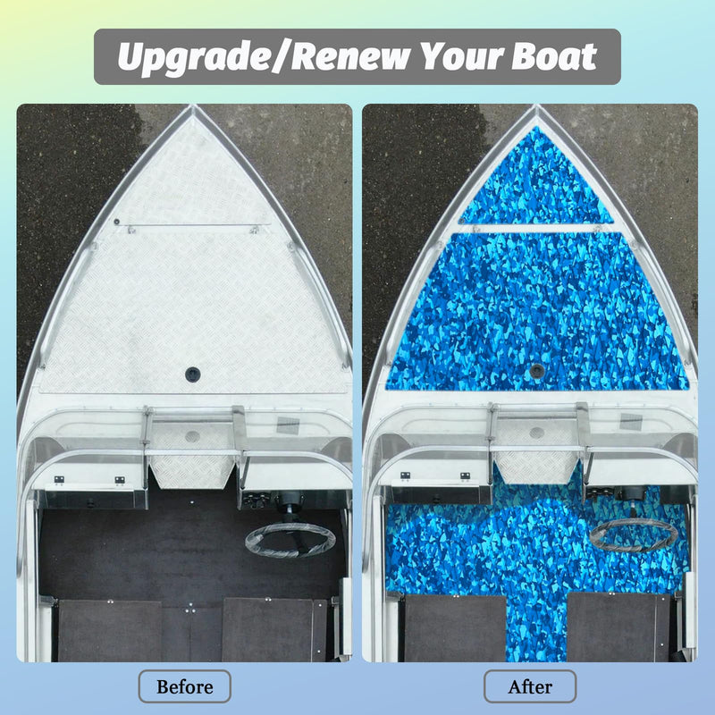HXBYX Boat Flooring EVA Foam Boat Decking with 3M Adhesive Backing Sea Deck Boat Flooring Self-Adhesive Faux Teak Material Non-Slip Cooler Flooring for Kayak Yacht SwimPool RV 94.5"x 47.2"/23.6"/11.8" Camo Ocean 94.5"x11.8"-7.75sqft