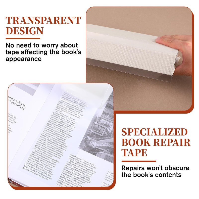 3" x 16.5Ft Book Repair Tape Archival Safe Acid-Free Clear Book Repair Tape Transparent Books Binding Tapes No Residue Strong Waterproof Adhesive for Libraries Textbook Photo Album Removable Tapes