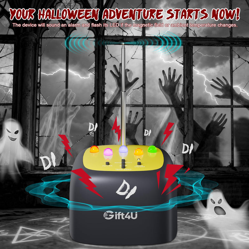 Ghost Hunting Equipment, Paranormal Investigation Equipment Portable Ghost Hunting Kit, EMF & Temp Sensor Detector with 5 Sensitivity Levels and Auto-Calibration, Halloween Gifts Yellow