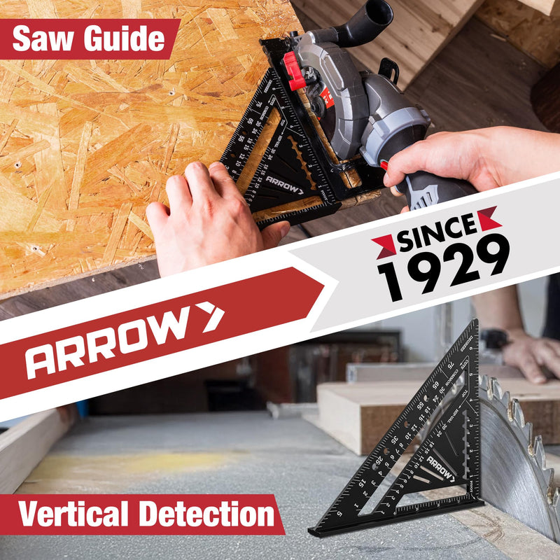 [Australia - AusPower] - DURATECH Magnetic Tape Measure 25FT with Fractions 1/8 and Arrow 7-Inch Aluminum Alloy Carpenter Square and 12-Inch Zinc Alloy Combination Square Set 
