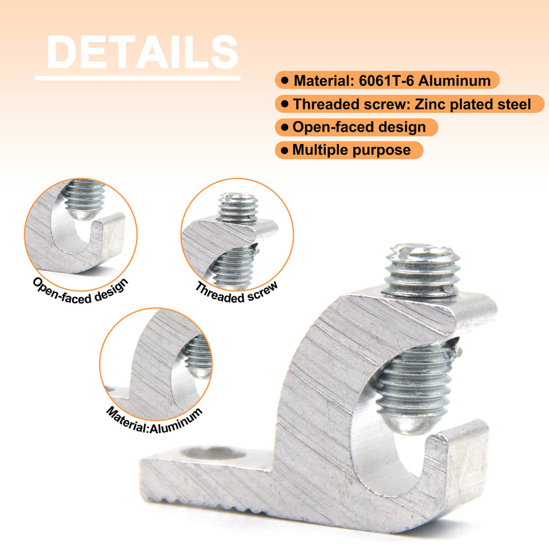 [Australia - AusPower] - ISPINNER 6pcs Aluminum Lay-in Lug, AWG 14-4 Copper Conductor Lay-in Connector for Grounding and Bonding 6 