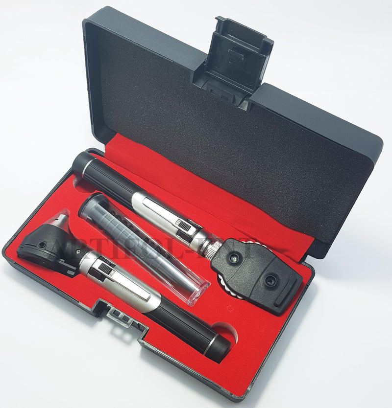 [Australia - AusPower] - Generic Student Home Use New Ent Otoscope Examination Kit Fiber Optic Diagnostic Set Black Color OS1015 