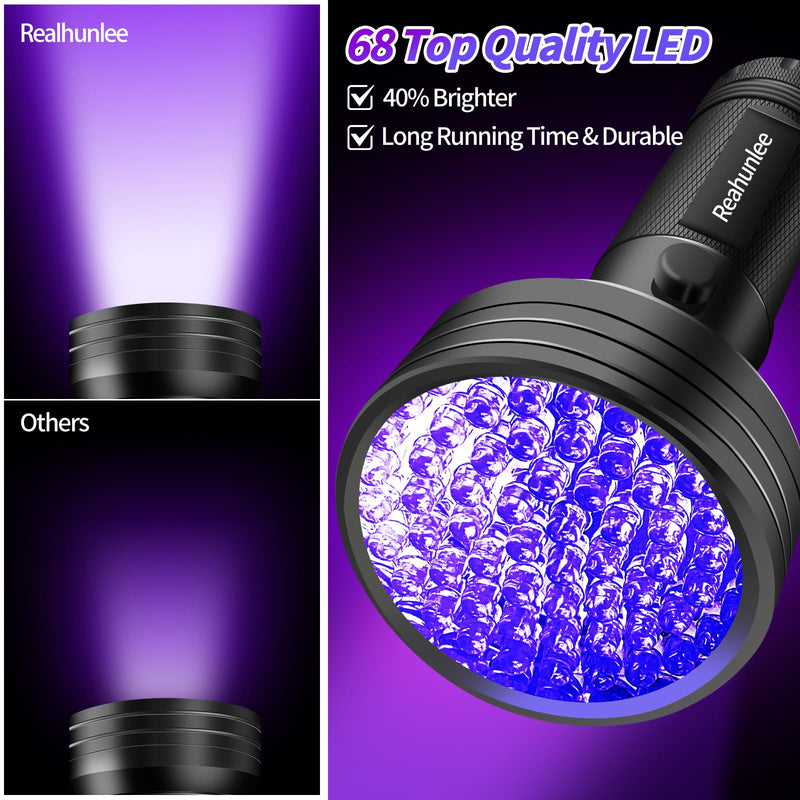 [Australia - AusPower] - Air Conditioner UV Dye Leak Detector, Pro Auto Oil AC UV Dye Leak Test Detection Tool Kit 68 LED A/C UV Flashlight Detector with Protective Glasses 