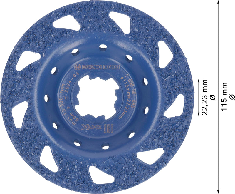 [Australia - AusPower] - Bosch 1 x Expert Multi Material Carbide Cup Wheel Medium (for Paint on Wood, Diameter 115 mm, Medium, Professional Accessories, Small Angle Grinder) 
