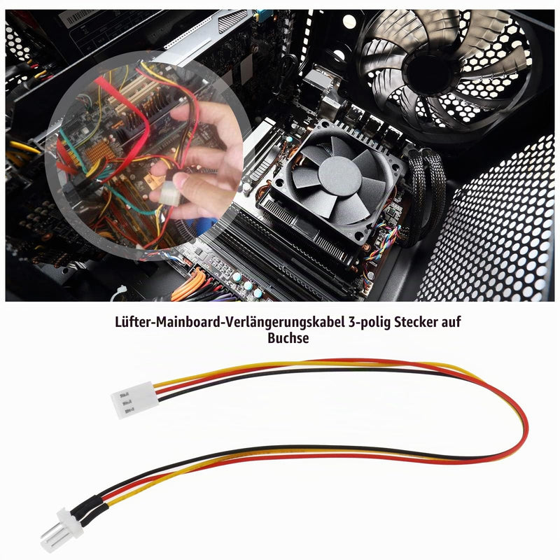 OTOTEC 10-pack PC fan power extension cables, 30cm, 3-pin male to female, fan connector cable, computer CPU fan wire, fan cable