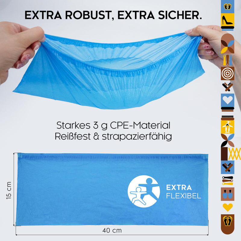 [Australia - AusPower] - biped Disposable Shoe Covers, Pack of 100, Latex-Free Galoshes, Non-Slip Overshoes with Elastic Band, Shoe Protector, Waterproof Against Dirt and Moisture, Ideal for Household, Practice, Crafts z2935 