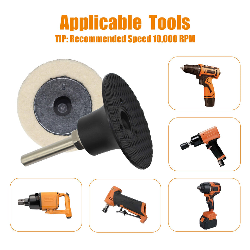 [Australia - AusPower] - Merryland Wool Quick Change Disc 2 inch for Die Grinder, 2inch Polishing Buffing Pad 30 Pack with 1/4 Inch Shank, Wool Fabric Disc Polishing Buffing Wheel Metal Steel Iron Universal, DGTAB32C1 With Shank 30PCS 