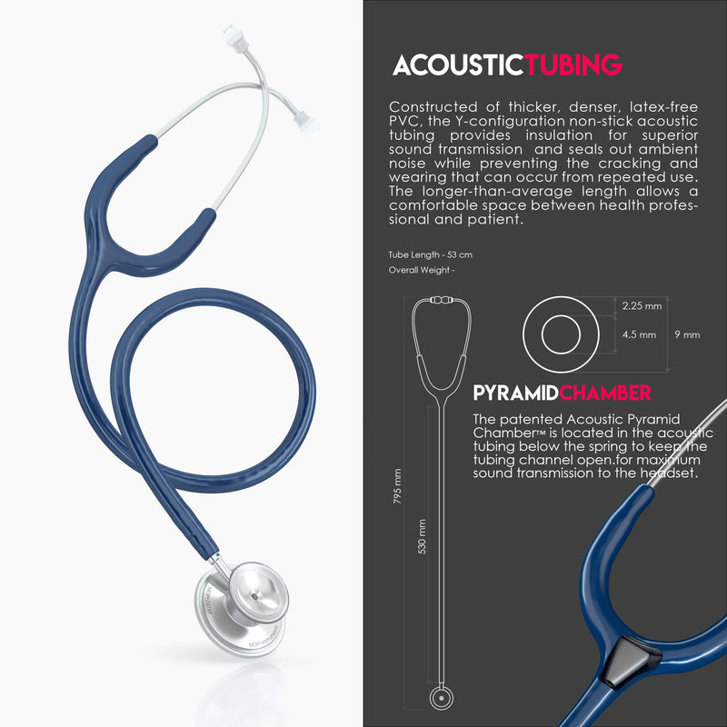 [Australia - AusPower] - MDF Instruments Acoustica Lightweight Stethoscope for Doctors, Nurses, Students, Dark blue tube + MDF LUMiNiX Illuminator Medical Professional Diagnostic Penlight 