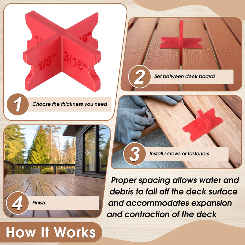 [Australia - AusPower] - Saillong 4 Pack Deck Spacers with 4 Thicknesses 1/16", 1/8", 3/16", 1/4", Durable PC Plastic Deck Board Jig Spacers Clamp, Decking Spacing Tool for Pressure Treated Lumber, Composite PVC Board 