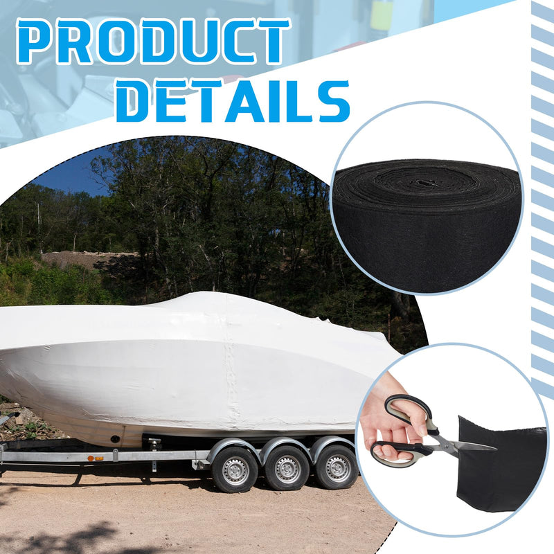 Tinideya Black Boat Trailer Bunk Carpet Water Proof Bunk Carpet Marine Boat Bunk Carpet Outdoor Boat Trailer Bunk Covers Trailer Boat Bunk Padding for Boats Trailers 1 19.6 ft x 7.9 Inches