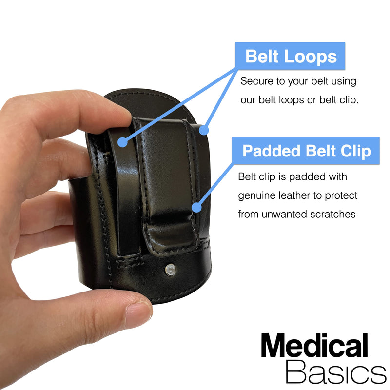 [Australia - AusPower] - Stethoscope Holder with Velcro Closure and Padded Hip/Belt Clip for Littmann - Genuine Leather Universal Stethoscope Holster 