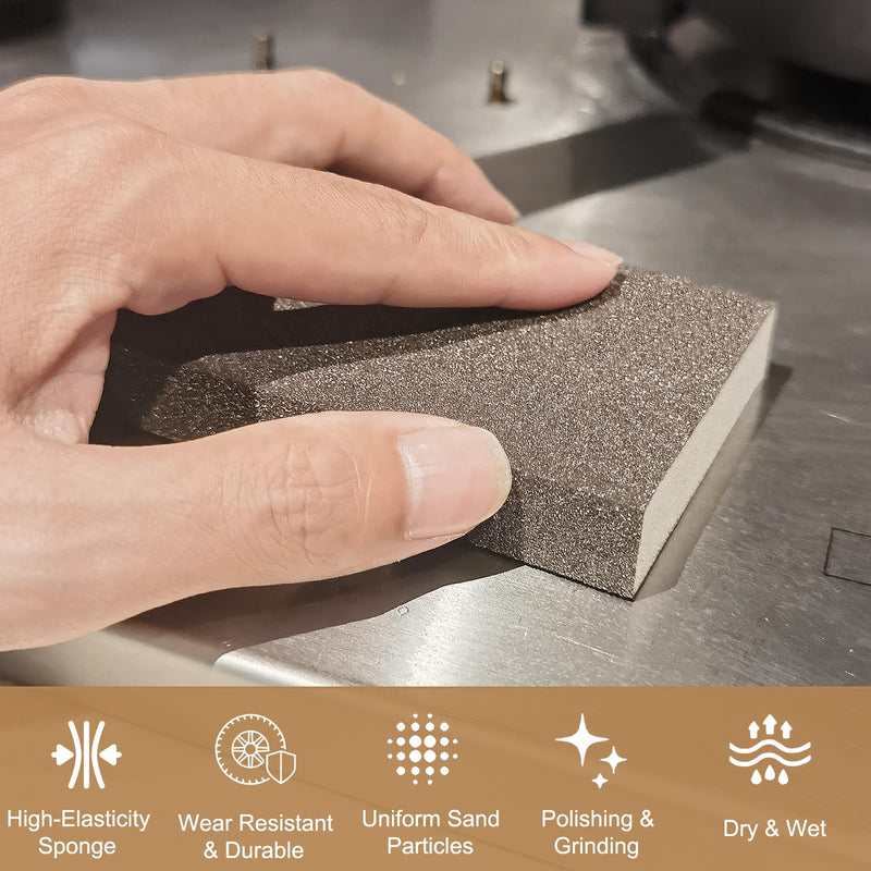 [Australia - AusPower] - 6 Pack 320 Grit Hand Sanding Block, Washable and Reusable Sanding Sponge Great for Pot Brush Pan Brush Sponge Brush Glasses Sanding Wood Sanding Metal Sanding (320 Grit) 