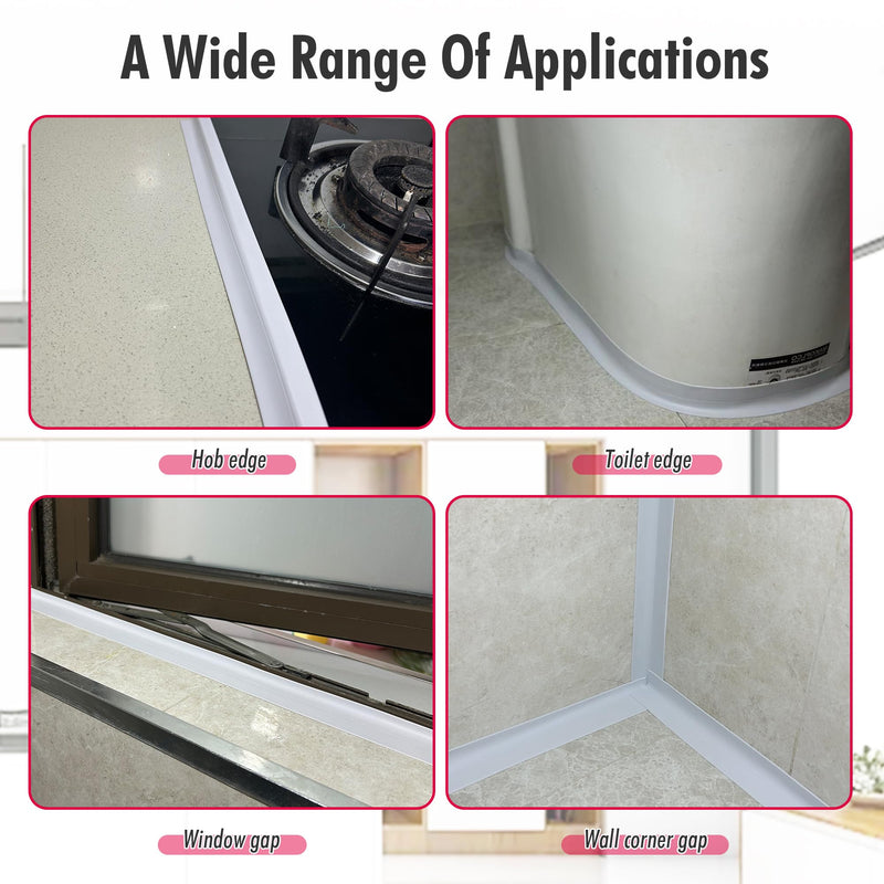 [Australia - AusPower] - 3 Rolls White Caulk Tape for Bathtub Self Adhesive，Peel and Stick Caulk Strip Waterproof，Toilet Base Sealer Strip，Toilet Sealant Tape White-3Rolls 