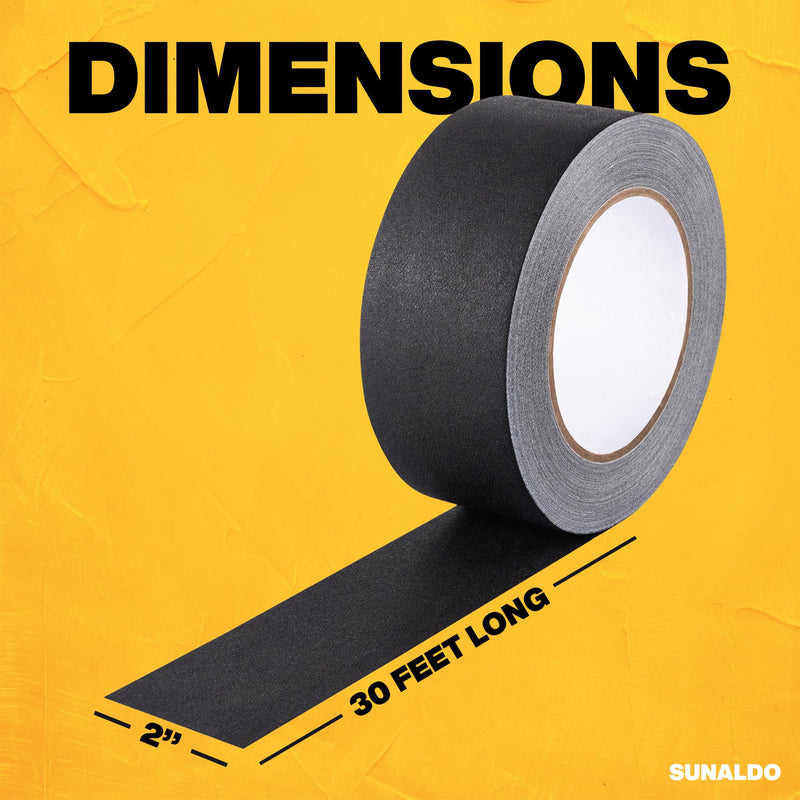 [Australia - AusPower] - Gaffers Tape Heavy Duty, Easy to Rip, Residue-Free Professional Grade Floor Tape for Electrical Cords, Matte Finish Non Reflective, Weather Resistant (1, Black, 2" x 30 Yards) 1 