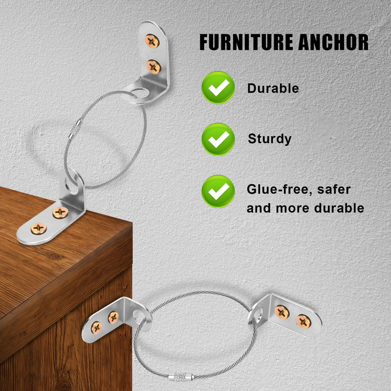 [Australia - AusPower] - 24pcs Furniture Anchors, Anti-Tip Furniture Anchors Stainless Steel Furniture Wall Anchor Falling Furniture Straps Prevention Furniture Anchors for Baby Proofing Safety 