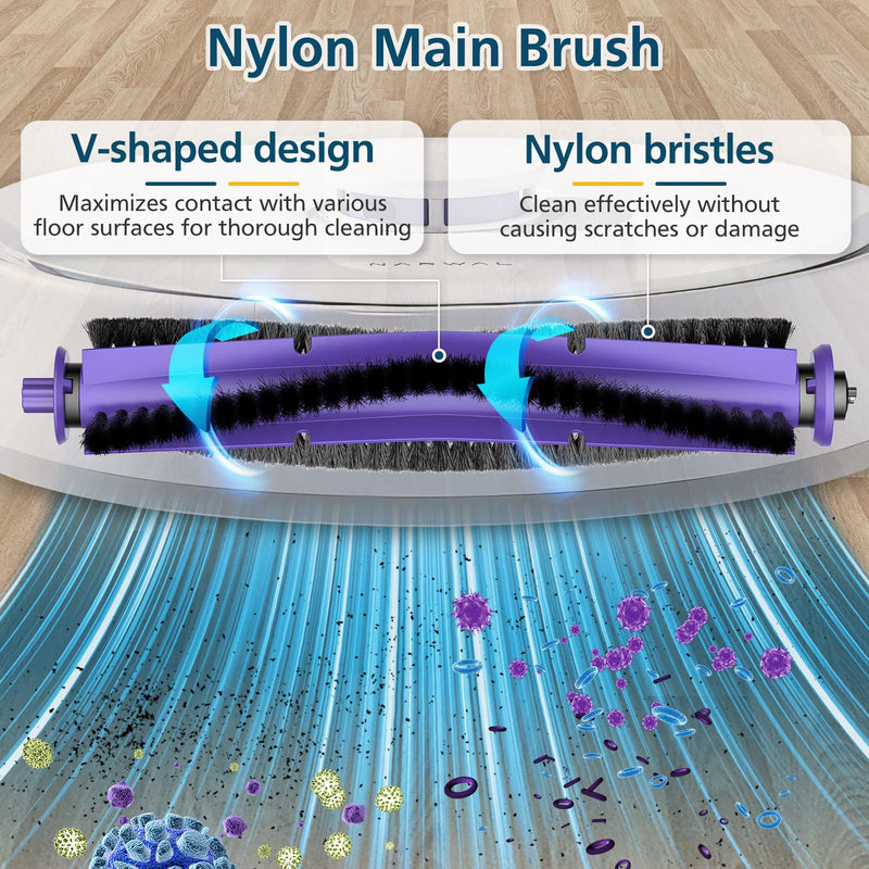 Replacement Parts Accessories Compatible with Narwal Freo Robot Vacuum ONLY, 1 Roller Brush,4 HEPA Filters, 4 Mop Pads, 6 Side Brushes, NOT for Freo Z10/Z10 Ultra/Z Ultra/X Ultra Freo Parts