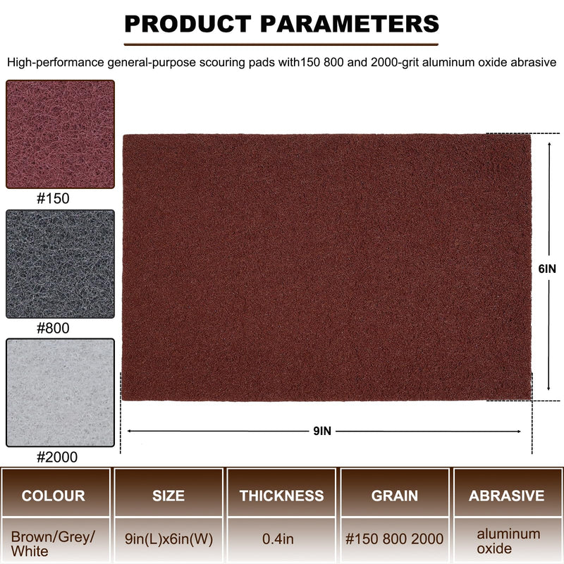 [Australia - AusPower] - 15 Pack 6" x 9" Hand Pads Set- Coarse Medium Fine Purpose Scuff Pads, Scuffing, Scouring, Sanding, Paint Primer Prep Adhesion Scratch - Surface Preparation Automotive Car Auto Body Woodworking Mixed color 