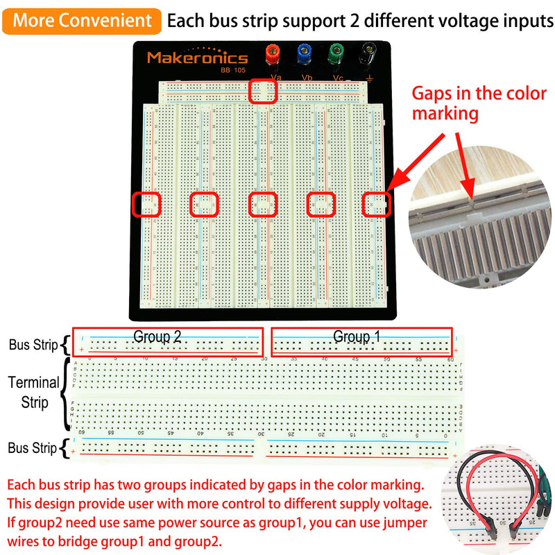 [Australia - AusPower] - 3220-Point Solderless Breadboard Black 