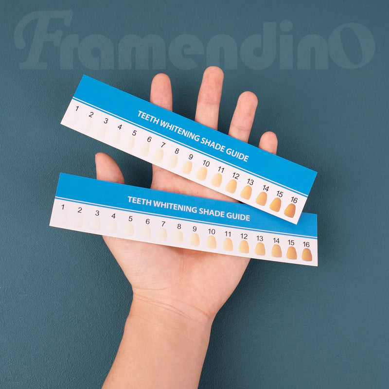 [Australia - AusPower] - Framendino, 50 Pack Paper Teeth Shade Guide Whitening Comparing Chart for Home Care 1 Count (Pack of 50) Rectangle 
