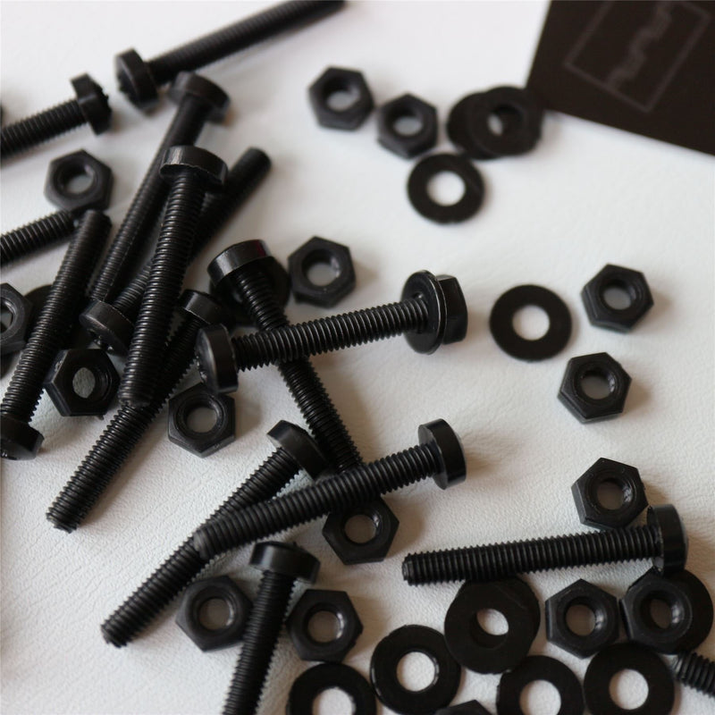 [Australia - AusPower] - 20 x Black Pan Head Screws Polypropylene (PP) Plastic Nuts and Bolts, M3 x 20mm, Washers, (3/32 x 25/32 in) 
