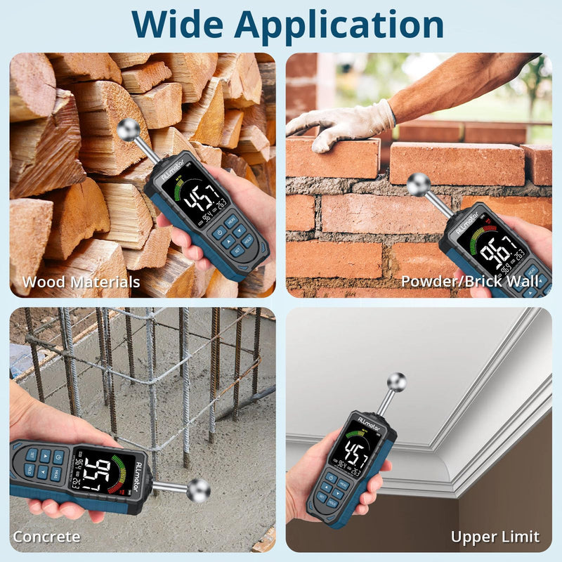 [Australia - AusPower] - Upgraded Spherical Moisture Meter,5-40mm Pinless Moisture Detector with Color LCD,Hold & Max/Min,for Wood,Concrete,Walls,Masonry,Plaster,Ideal for Homeowners and Construction Professionals 