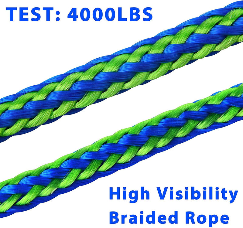 PWC Boat Docking Lines, 2 Pack 3/8” Mooring Dock Marine Rope, Braided Tow Line for Towing Boat, Kayak with 316 Stainless Steel Clip, 7ft & 10ft 7ft & 10ft -2Pack(10mm Diameter)