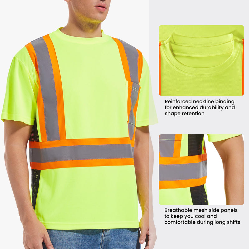 ArcRidge Reflective Safety Shirt for Men and Women - Class 2 High Visibility Construction Shirt - Dual Tone Reflective Strips XX-Large Yellow