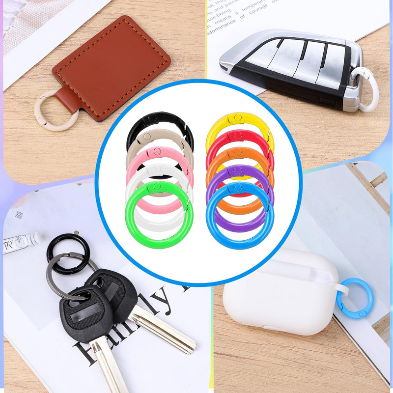[Australia - AusPower] - 40 Pcs 10 Colors Round Spring O Rings, Metal Trigger Snap Clip Keyring Buckle Hooks O Rings Buckles Round Keychain Clip Trigger Spring Snap Clips for Keychains DIY Accessories 