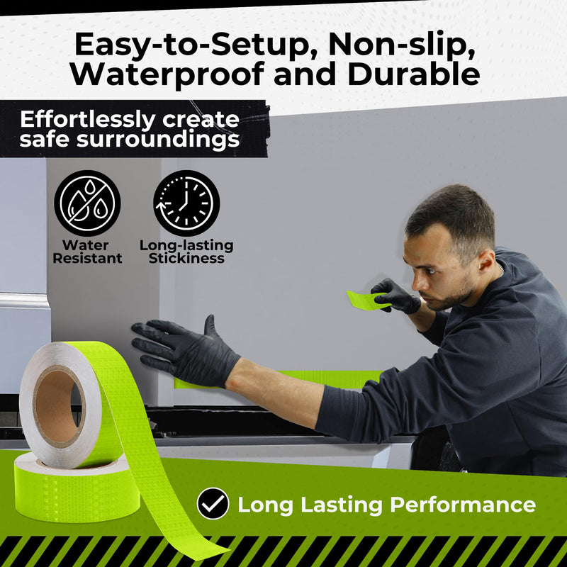 DOT C2 Reflective Tape 2IN x 100 FT - Safety Reflective Outdoor Waterproof Conspicuity Tape - Green Reflector Tape for Trailers, Vehicles, Boats - Strong Reflective Safety for Caution Warning Signs