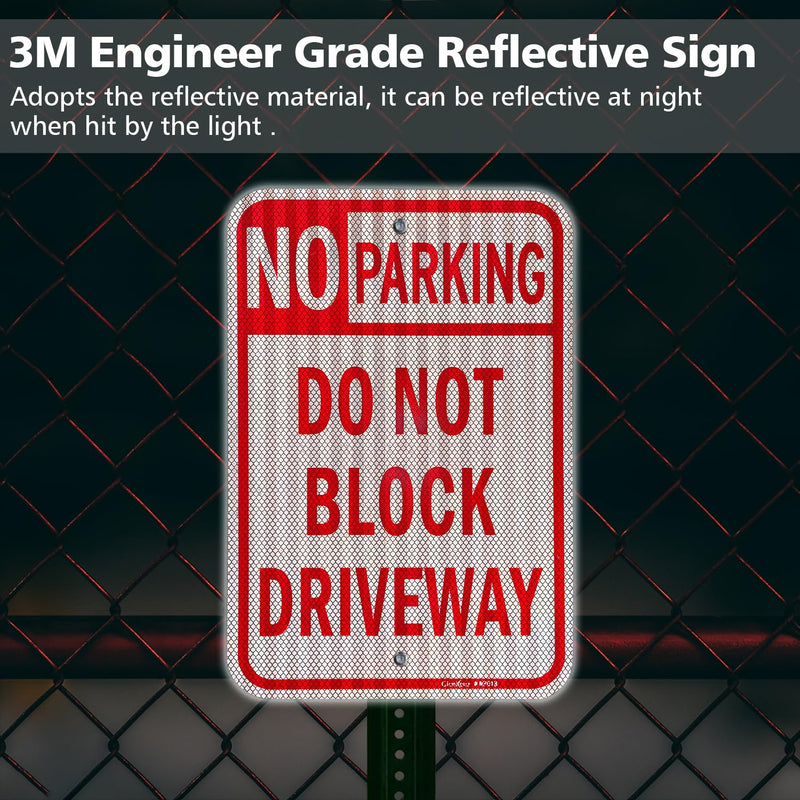 GicnKeuz Large Do Not Block Driveway Sign, 18x12 Inches No Parking Signs,Reflective Aluminum, Fade Resistant/Waterproof, Indoor or Outdoor Use (2-Pack) 18"×12" 2 PACK