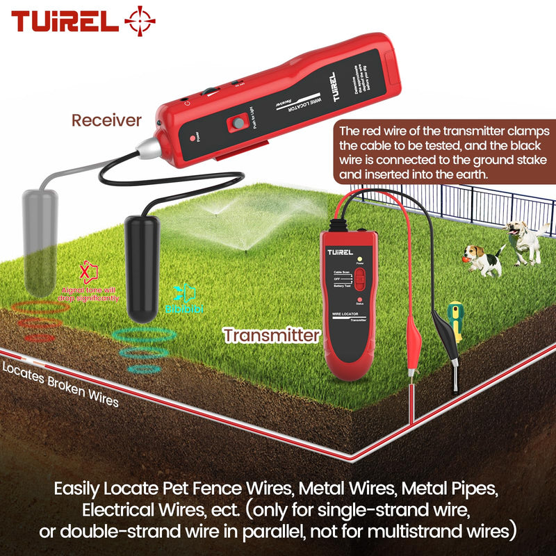 [Australia - AusPower] - Underground Wire Locator, Underground Cable Locator with Rechargeable 1100mAh Battery, Cable Tester for Pet Fence TL25 B2 