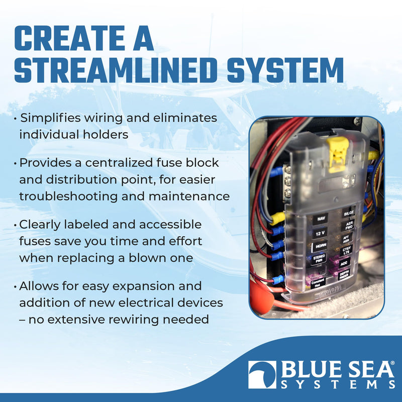 [Australia - AusPower] - Blue Sea Systems 5026 ST Blade Fuse Block 12 Circuit with Ground and Cover 12 Circuit + Neg With cover 