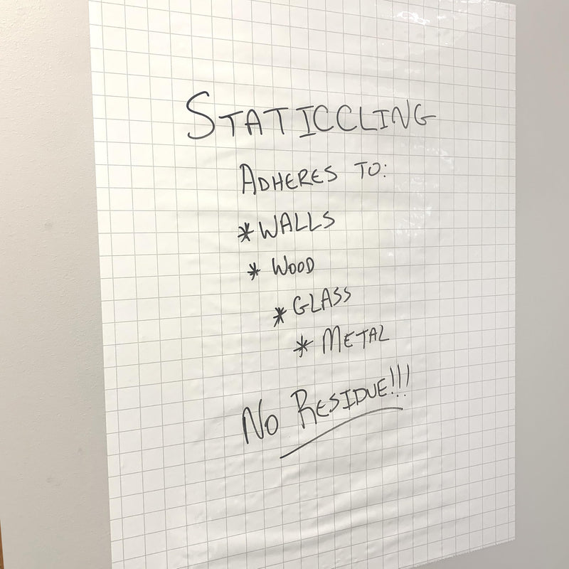 Geyer Instructional Products - 31.5'' x 24'' Portable Static Cling Dry Erase Grid Sheets, Reusable Electrostatic Whiteboard Sheets with Grid Lines, Sticks to Any Surface - 25 Pack 24"W x 31.5"H White With Gridlines