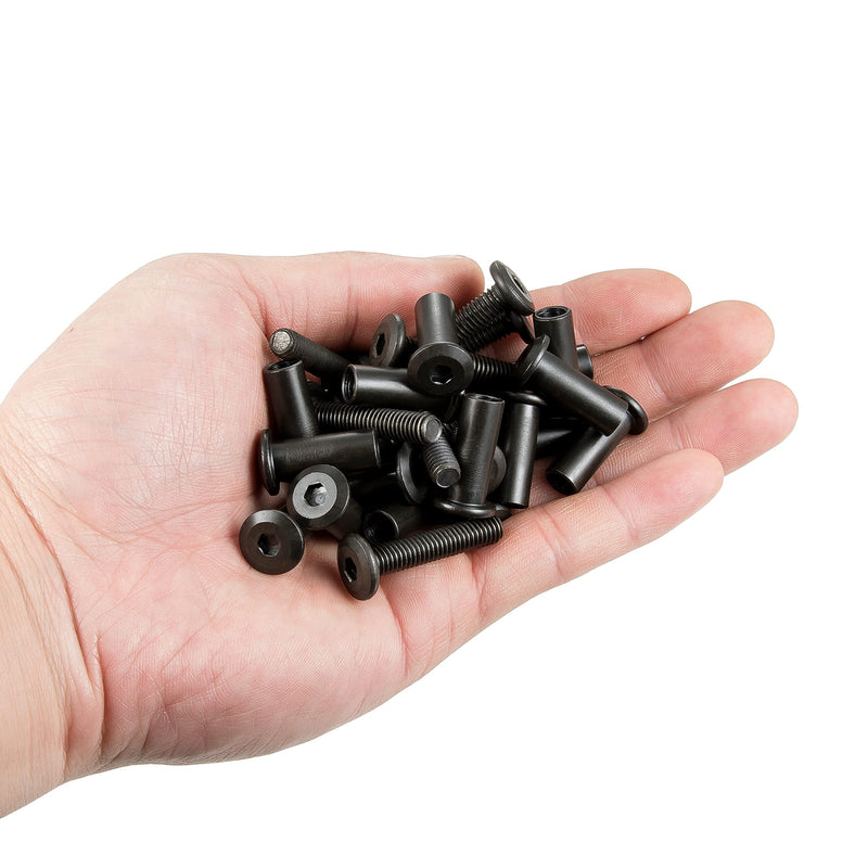 [Australia - AusPower] - 40 Sets M6 Black Binding Post Screws Countersunk Rivet Socket Cap Connecting Bolts Cap Nuts Assortment Kit for Baby Bed Furniture,Leather Saddles Purses Belt Repair (M6x30mm-Black-D) M6x30mm-Black-D 
