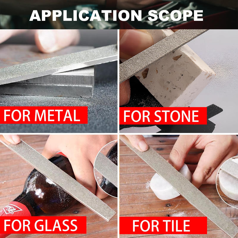 [Australia - AusPower] - TARIST Diamond File Set 3-Piece 200 mm Including Flat/Half Round/Round Files For Sharpening Lawnmower Blades, Garden Shears, Axes - Tool Sharpener for Metal, Tile, Ceramic, Glass, Stone and More 