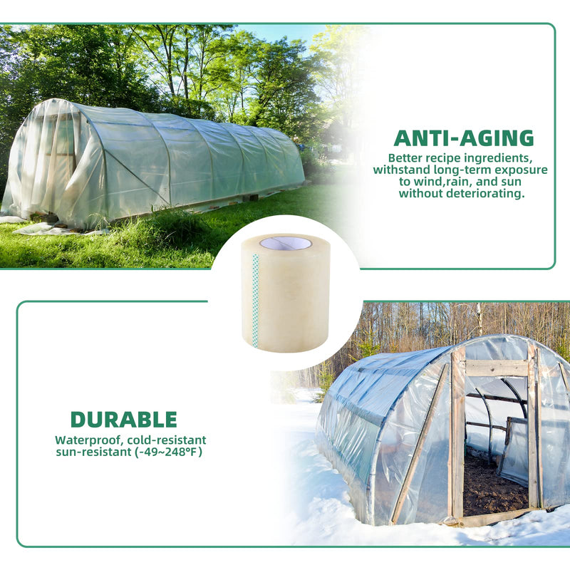 Greenhouse Repair Tape, 6.3 mil Thickness Greenhouse Plastic Tape, Clear UV Resistant Greenhouse Sheeting Coverings Film Tape(3inX213ft) 3"x213'
