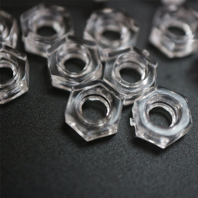 [Australia - AusPower] - Pack of 50 Transparent Clear Plastic, Pan Head, M2 x 16mm Nuts & Bolts -Acrylic Plastic Screws, (5/64 x 5/8 in) 