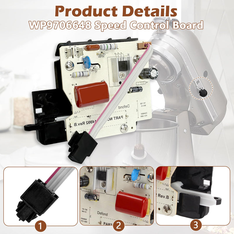 WP9706648 9706648 Speed Control Replacement for Whirlpool, KitchenAid Stand Mixer, W10815809 WP9703312 WP9706650 PS11746947 W10814992 Stand Mixer Speed Control Board Swith Mixer Parts 9703312