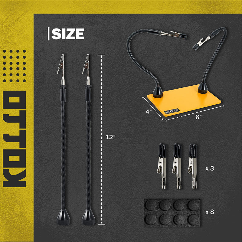 KOTTO Third Hand Soldering Aid Third Hand Soldering Magnetic Circuit Board Holder Tool Two Arms Help Hands Craft Workshop Help Station Non-Slip Aluminum Base Wire Cutter Pliers
