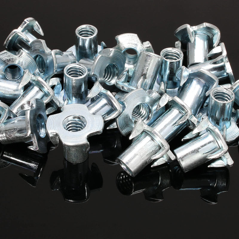 [Australia - AusPower] - 50 Pack 1/4"-20 T-Nuts, Four Pronged Tee Nut for Wood, Rock, Climbing Holds, Cabinetry (1/4"-20 x 9/16") 1/4"-20 x 9/16" 
